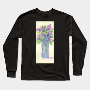 Tiny Blue vase of Lilacs Long Sleeve T-Shirt